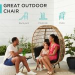 Best Choice Products Wicker Egg Chair, Oversized Indoor Outdoor Lounger for Patio, Backyard, Living Room w/ 4 Cushions, Steel Frame, 440lb Capacity - Ivory - Image 21